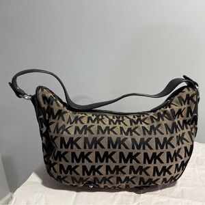 Michael Kors Brown and Black Logo Hobo Shoulder Bag